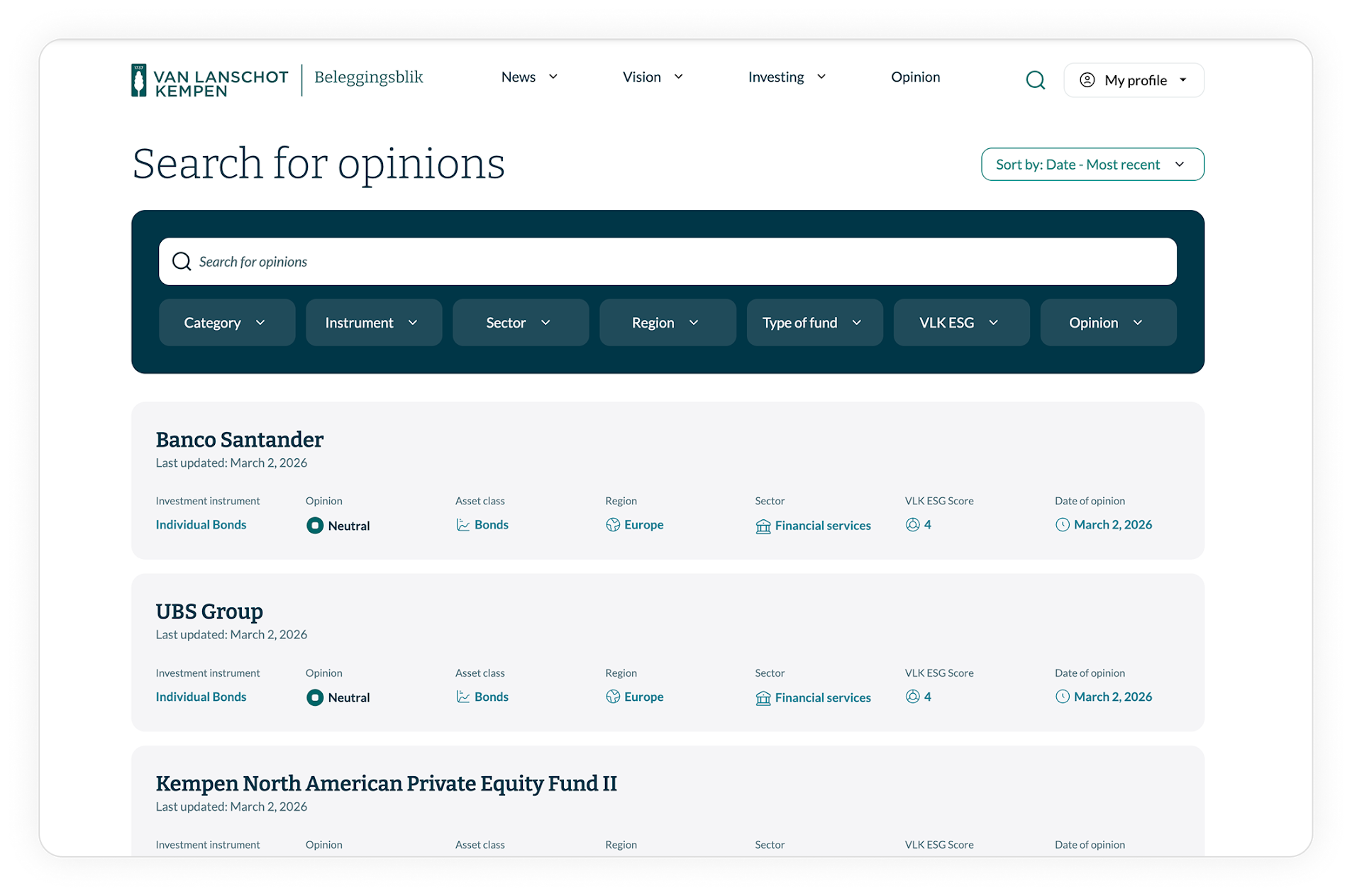 Fund Screener Interface