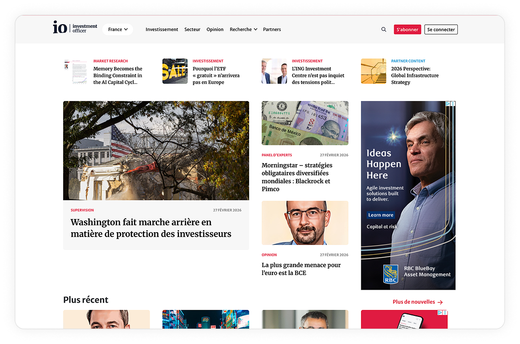 Interface du screener de fonds